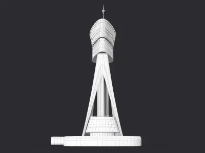 Air Traffic Control Mumbai Low-poly 3D model