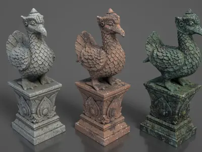 Ancient Khmer Statue26-250523 Low-poly 3D model