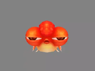 Cartoon big eyed goldfish Low-poly 3D model