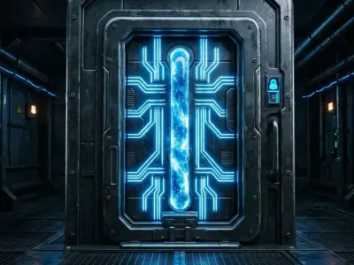 Sci-Fi Futuristic Door with Energy Core Low-poly 3D model