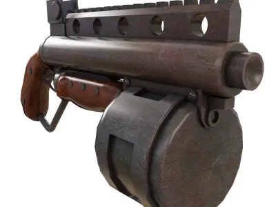 Steampunk Shotgun Low-poly 3D model