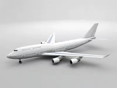  Boeing 747-400 Airliner - Generic White Low-poly 3D model