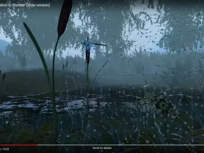 Spiderweb with water droplets animated dynamic Low-poly 3D model