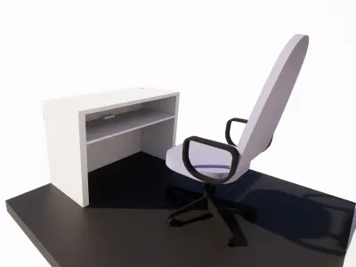 Booth office desk with monitor and chair 3D model