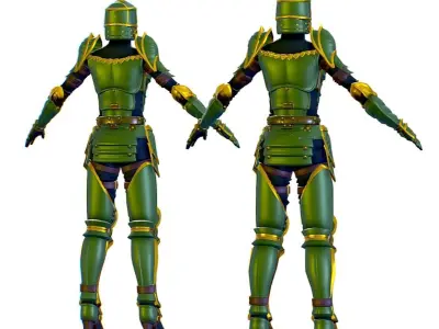 Subdivision 3D Women The Knight in Green Low-poly 3D model