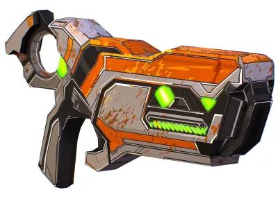 LowPoly Sci-Fi Cartoon Pistol Gun Vector Style Low-poly 3D model