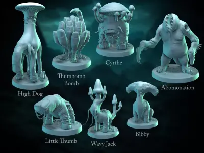 Micelial Cacophony - A sporepunk Grmidark Miniatures Line 3D print model