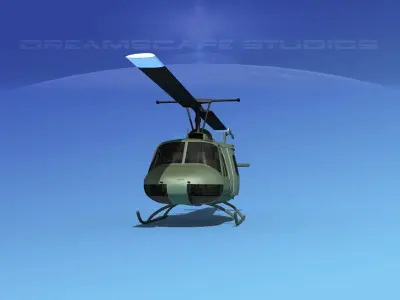 Bell UH-1B Iroquois Unmarked Military 3D model