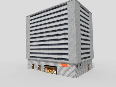 low poly office building Low-poly 3D model