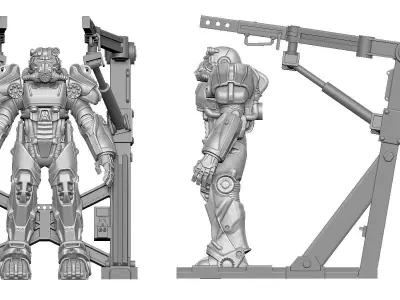 Fallout T60 Power Armor and Armor Station 3D print model