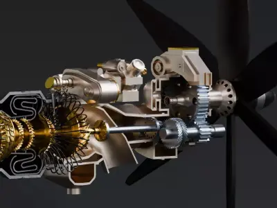 Realistic Engine - Turboprop Low-poly 3D model