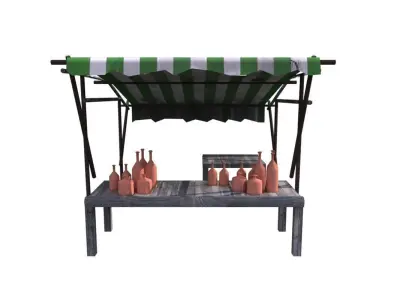 Bazaar stand with bottles 3D model