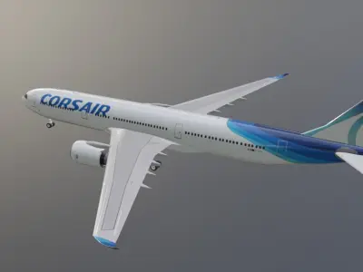 Corsair airbus a330-900neo model with cockpit Low-poly 3D model