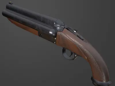 Triple Barrel Shotgun PBR Free low-poly 3D model