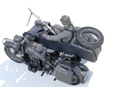 military motorcycle Low-poly 3D model