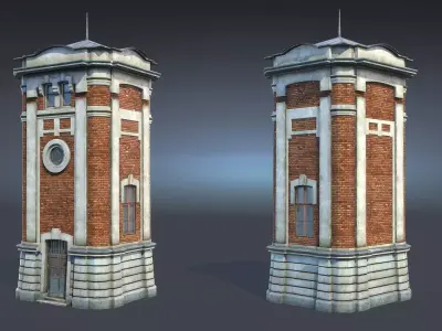 Water Tower 01 Low-poly 3D model