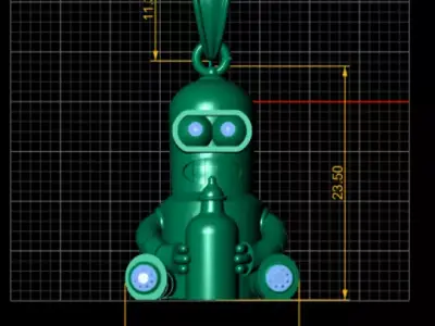  golden robot pendant 3D print model