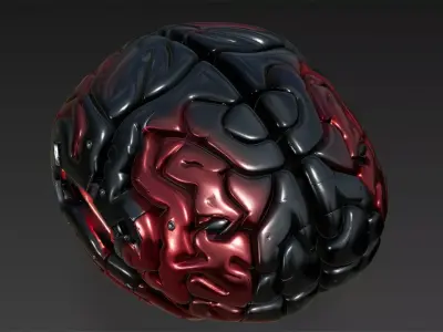 Dark Red Cyberpunk Tech Brain Model Bundle 3D model