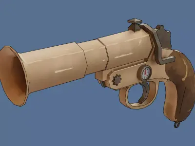 Pistol SteamPunk Low-poly 3D model