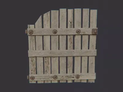 Weathered wooden arch gate exterior entrance Low-poly 3D model