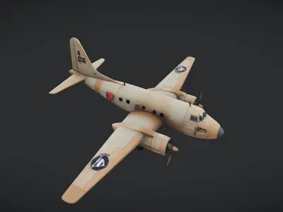 vintage military transport airplane 3D model