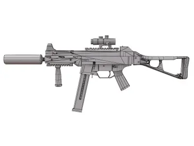 UMP weapon Low-poly 3D model