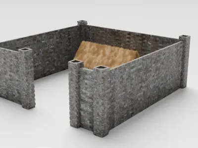 Medieval Barracks Low-poly 3D model