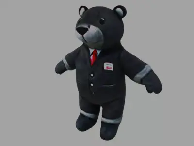 Grey Tedy Bear wearing work Suit Toy Low-poly 3D model