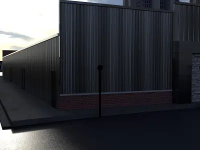 Modern Strip Mall Exterior  Concept Urban Commercial Scene 3D model