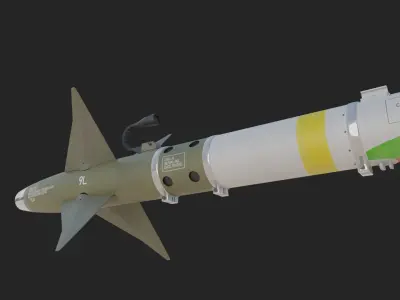 AIM-9L SIDEWINDER AIR TO AIR MISSILE HIGH POLY 3D model