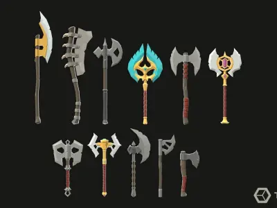 Fantasy Weapons LowPoly Pack Low-poly 3D model