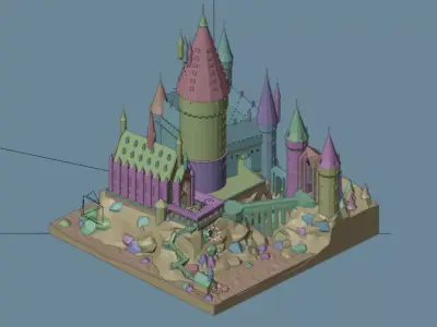 Cartoon Harry Porter Hogwarts Castle 3D model