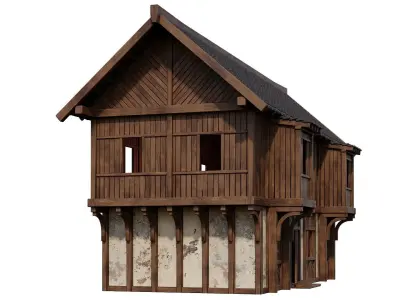 Old Medieval House Building 4K Textures GameReady 97 Low-poly 3D model