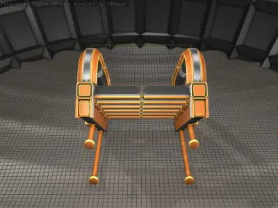 Sci-Fi Stairs - 9 - Orange Version Low-poly 3D model