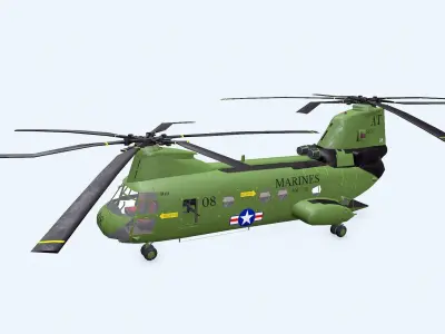 Boeing Vertol CH-46 Sea Knight Low-poly PBR Low-poly 3D model