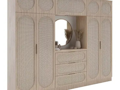 Rattan Wardrobe Furniture 01 3D model