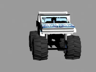 Monster Truck blue and white Free 3D model