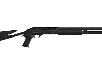 Shotgun Kitbash Low-poly 3D model