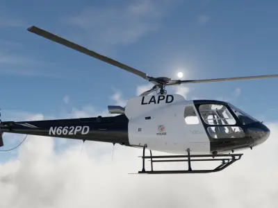 Low Poly PBR Police Eurocopter AS350 Low-poly 3D model