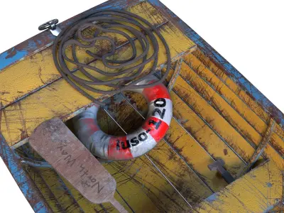 Old Boat low poly PBR texture Low-poly 3D model