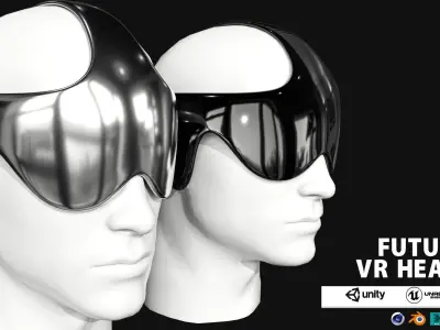 Sci-Fi Future VR Headset Low-poly 3D model