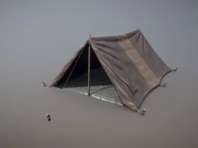 Military Tent WWII TwoSleeping open vr3 Low-poly 3D model