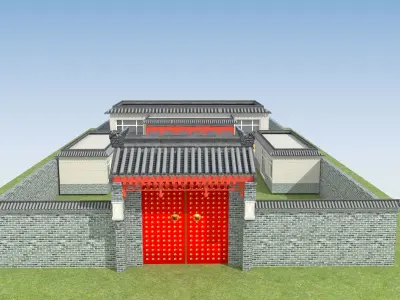 Chinese ancient courtyard house 3D model