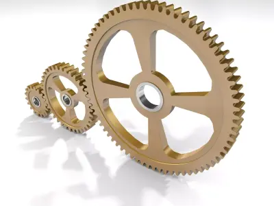 Cogwheels brass 3D model