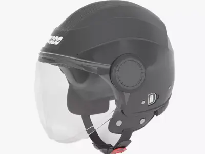 Studds Urban Black with Black Strip Open Face Helmet Low-poly 3D model