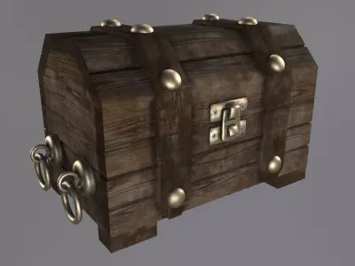 Old wooden chest Free low-poly 3D model