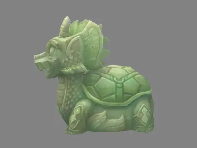 Cartoon jade Tortoise sculpture Low-poly 3D model