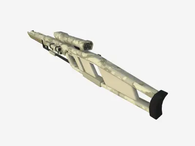 SciFi Sniper Gunblade A10 Desert Camouflage - Fiction Weaponry Low-poly 3D model