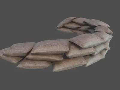 Sandbags Defense PBR Low-poly 3D model