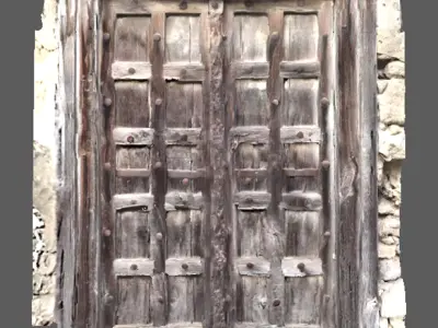 Ancient ruined doors of broken ruined house 3D model